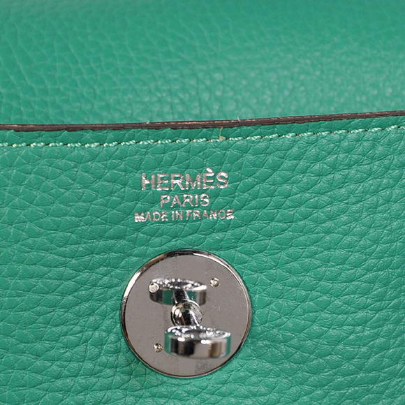 High Quality Replica Hermes Lindy 30CM Havanne Handbags 1057 Green Leather Silver Hardware - Click Image to Close